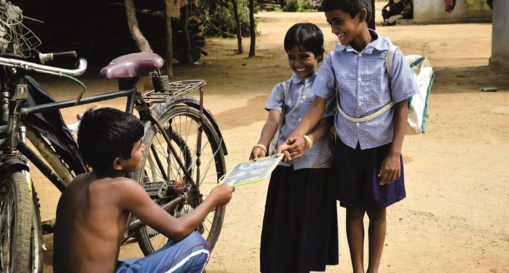Vector Control children with bicycle
